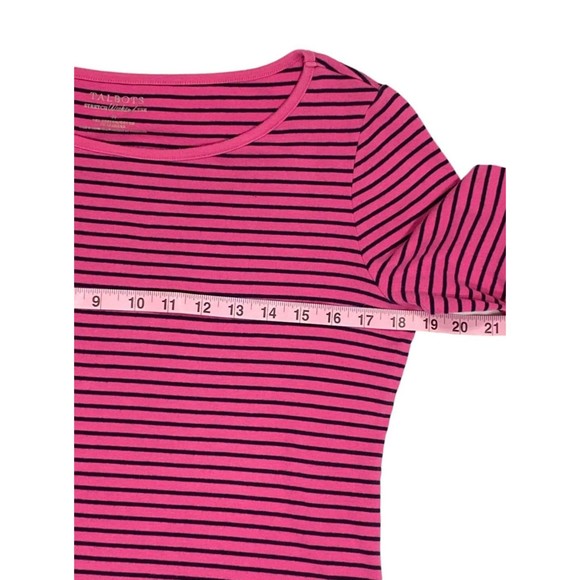 Talbots Women's M Pink Blue Stripes Round Neck Blouse Top - Picture 4 of 5